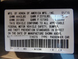 2015 Acura TLX Gray 2.4L AT #A22571